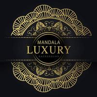 mandala de luxo dourada com um design elegante de fundo preto para convite de aniversário henna vetor