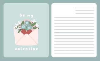 cartão do dia dos namorados nota de dedicação carta de amor bonito desenho animado escandinavo vetor