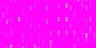 padrão de vetor rosa claro com elementos do feminismo.