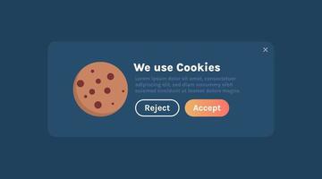 proteção de cookies de informações de dados pessoais e página da web da internet usamos ilustração vetorial plana de conceito de política de cookies. vetor