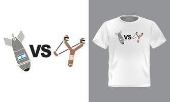 design de camiseta palestina grátis. mísseis vs estilingue vetor