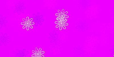 modelo de doodle de vetor rosa claro com flores.