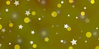 textura de vetor verde e amarelo claro com círculos, estrelas.