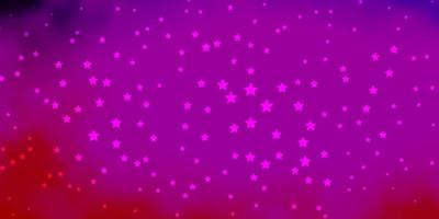 layout de vetor roxo escuro, rosa com estrelas brilhantes.