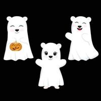 conjunto de urso vestindo fantasia de halloween, ilustração de halloween vetor