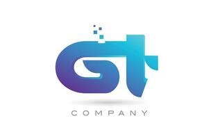 design de combinação de ícone de logotipo de letra do alfabeto gt. modelo criativo para negócios e empresa vetor