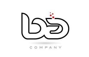 ba projeto de combinação de ícone de logotipo de letra do alfabeto conectado com pontos e cor vermelha. modelo criativo para empresa e negócios vetor