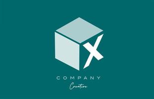 cubo x design de ícone do logotipo da letra do alfabeto do cubo de três letras com cor pastel verde. modelo de design criativo para empresa e negócios vetor