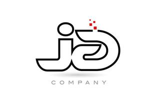 design de combinação de ícone de logotipo de letra do alfabeto conectado com pontos e cor vermelha. modelo criativo para empresa e negócios vetor