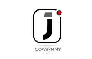 j design de ícone de logotipo de letra de alfabeto preto e branco com letras de estilo japonês vetor