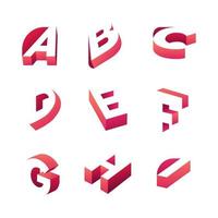 conjunto de logotipo do alfabeto 3d vetor