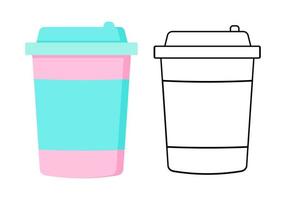 delicioso copo de papel de café ícone rosa e cores azuis. design de ilustração vetorial de bebida eps10 vetor
