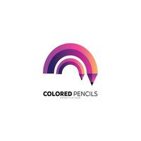letra c com logotipo de lápis gradiente design colorido vetor