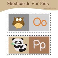 flashcard animal bonito para crianças. Pronto para imprimir. cartão de jogo para impressão. cartão educacional para pré-escola. ilustração vetorial. vetor