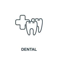 ícone dental da coleção de verificação de saúde. ícone dental de linha simples para modelos, web design e infográficos vetor