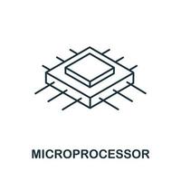 ícone de microprocessador da coleção iot. ícone de microprocessador de linha simples para modelos, web design e infográficos vetor