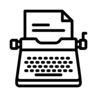 ícone de máquina de escrever manual vintage para escrever documentos de escritório em papel vetor