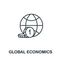 ícone da economia global da coleção de negócios globais. ícone de economia global de linha simples para modelos, web design e infográficos vetor