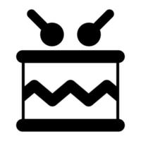 ícone de glifo de vetor de tambor isolado no fundo branco