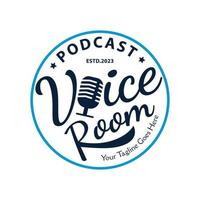 design de logotipo de podcast ou rádio usando vetor de microfone. modelos de selos