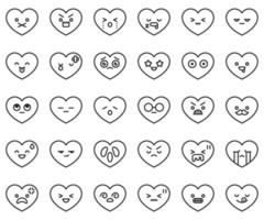 conjunto de ícones de vetor de linha de emoji de coração 2