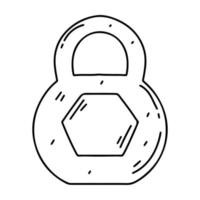 kettlebell de esporte em estilo doodle desenhado na mão. ilustração vetorial isolada no fundo branco. equipamentos esportivos. vetor