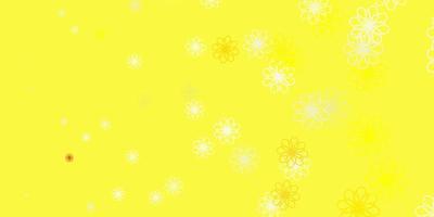 textura de doodle de vetor amarelo claro com flores.