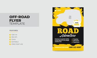 modelo de folheto off road design de cartaz de aventura na estrada vetor