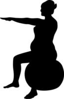 arte de silhueta de poses de ioga pilates pré-natal cápsula de ginástica para mulheres grávidas, ilustração vetorial vetor