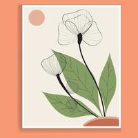 impressão botânica boho arte de parede imprimível minimalista, arte de linha, arte abstrata de decoração floral boêmia, vetor. vetor