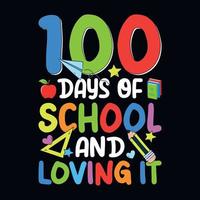 100 dias de escola e adorando, 100º dia de vetor de design escolar