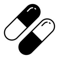 ícone de cápsulas de alívio da dor estilo vetor de medicamento antibiótico