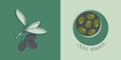 plante uma oliveira. ilustração vetorial de frutas para cosméticos, remédios e culinária vetor