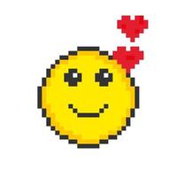 ícone de rosto beijado. emoticons de pixel art. ilustração vetorial. vetor