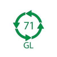 reciclagem de vidro verde código 71 gl. ilustração vetorial vetor