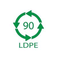 símbolo de reciclagem de compostos ldpe 90. ilustração vetorial vetor
