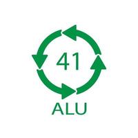 símbolo de reciclagem de alumínio alu 41. ilustração vetorial vetor
