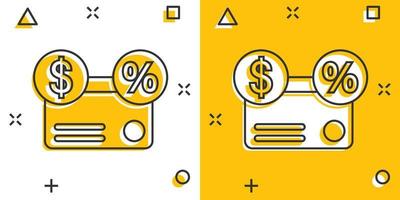 ícone de cartão de crédito em estilo cômico. dinheiro ilustração em vetor desenhos animados pagamento em fundo branco isolado. conceito de negócio de efeito de respingo de compra financeira.