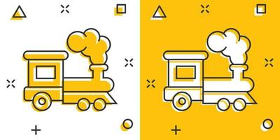 ícone do metrô em estilo cômico. ilustração em vetor trem a vapor metrô desenhos animados no fundo branco isolado. conceito de negócio de efeito de respingo de carga ferroviária.