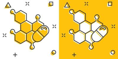 ícone de nota de pílula de vitamina em estilo cômico. ilustração em vetor cápsula dos desenhos animados no fundo branco isolado. conceito de negócio de sinal de efeito de respingo antibiótico.