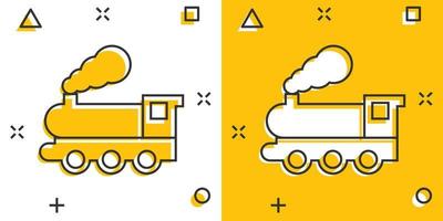 ícone do metrô em estilo cômico. ilustração em vetor trem metrô dos desenhos animados no fundo branco isolado. conceito de negócio de efeito de respingo de carga ferroviária.