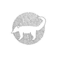 curva contínua um desenho de linha de arte abstrata quati em pé em círculo. ilustração vetorial de traço editável de linha única de animais de estimação amigáveis coati para logotipo, decoração de parede e decoração de impressão de pôster