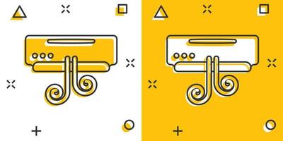 ícone de condicionador em estilo cômico. ilustração em vetor desenho animado mais legal em fundo branco isolado. conceito de negócio de efeito de respingo de clima frio.