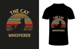 design de camiseta colorida vintage retrô de silhueta de gato vetor