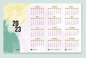 calendário de mesa 2023 ou cronograma mensal e semanal modelo de design de calendário de ano novo vetor