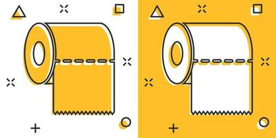 ícone de papel higiênico em estilo cômico. ilustração vetorial limpa dos desenhos animados em fundo isolado. conceito de negócio de sinal de efeito de respingo de banheiro wc. vetor