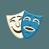 duas máscaras teatrais de comédia e drama, ilustração vetorial de emoção vetor