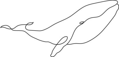 ilustração desenhada de linha de baleia. vetor
