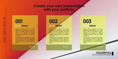 estilo de gradiente de portfólio de apresentação de menu editável de modelo vetorial para picelist, página inicial, site, e-learning, educação, menu vetor