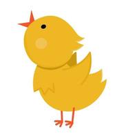 ícone de garota engraçada de vetor. ilustração de pássaro de primavera, páscoa ou fazenda. frango cantando amarelo bonito isolado no fundo branco. vetor